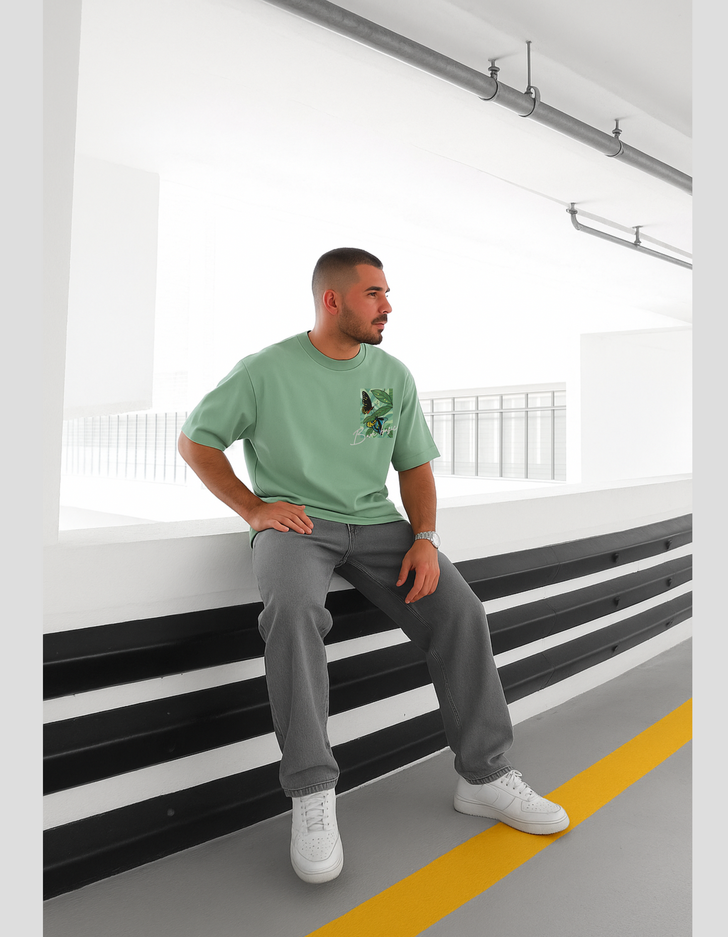 Chill Bloom Oversized T-Shirt - Jade Green |Bare Basic