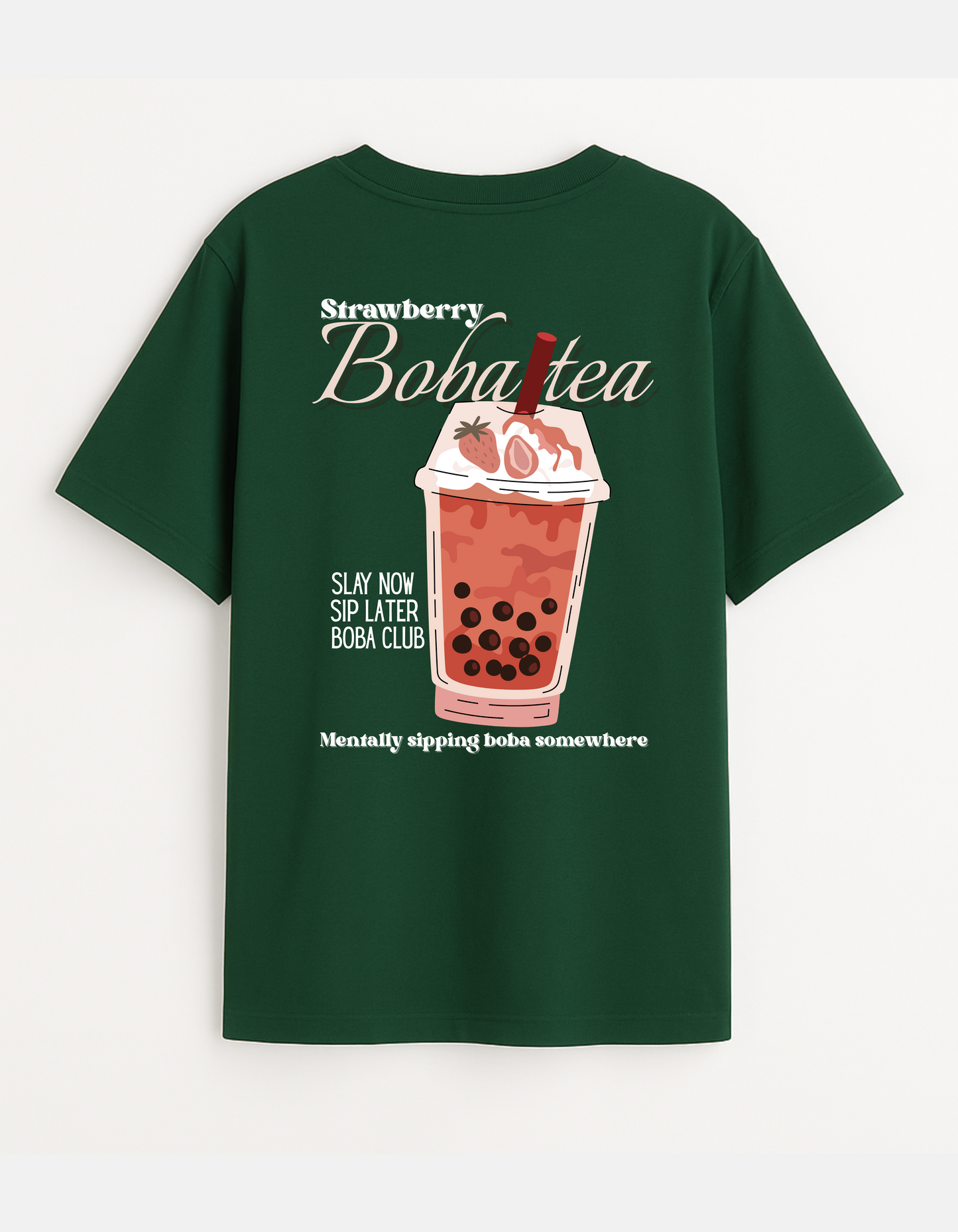 Strawberry Boba Tea T-Shirt – Oversized Unisex Fit | Bare Basic