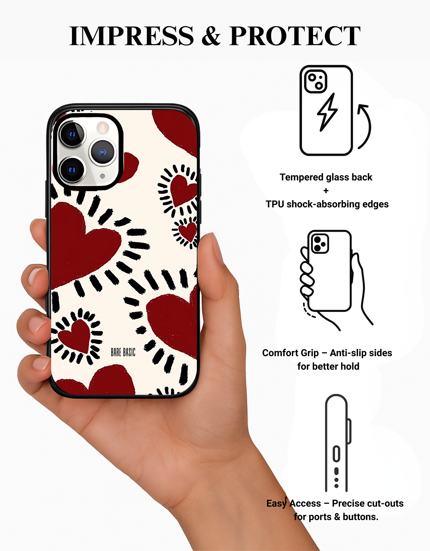 Radiant Hearts Gloss IPhone Glass Case