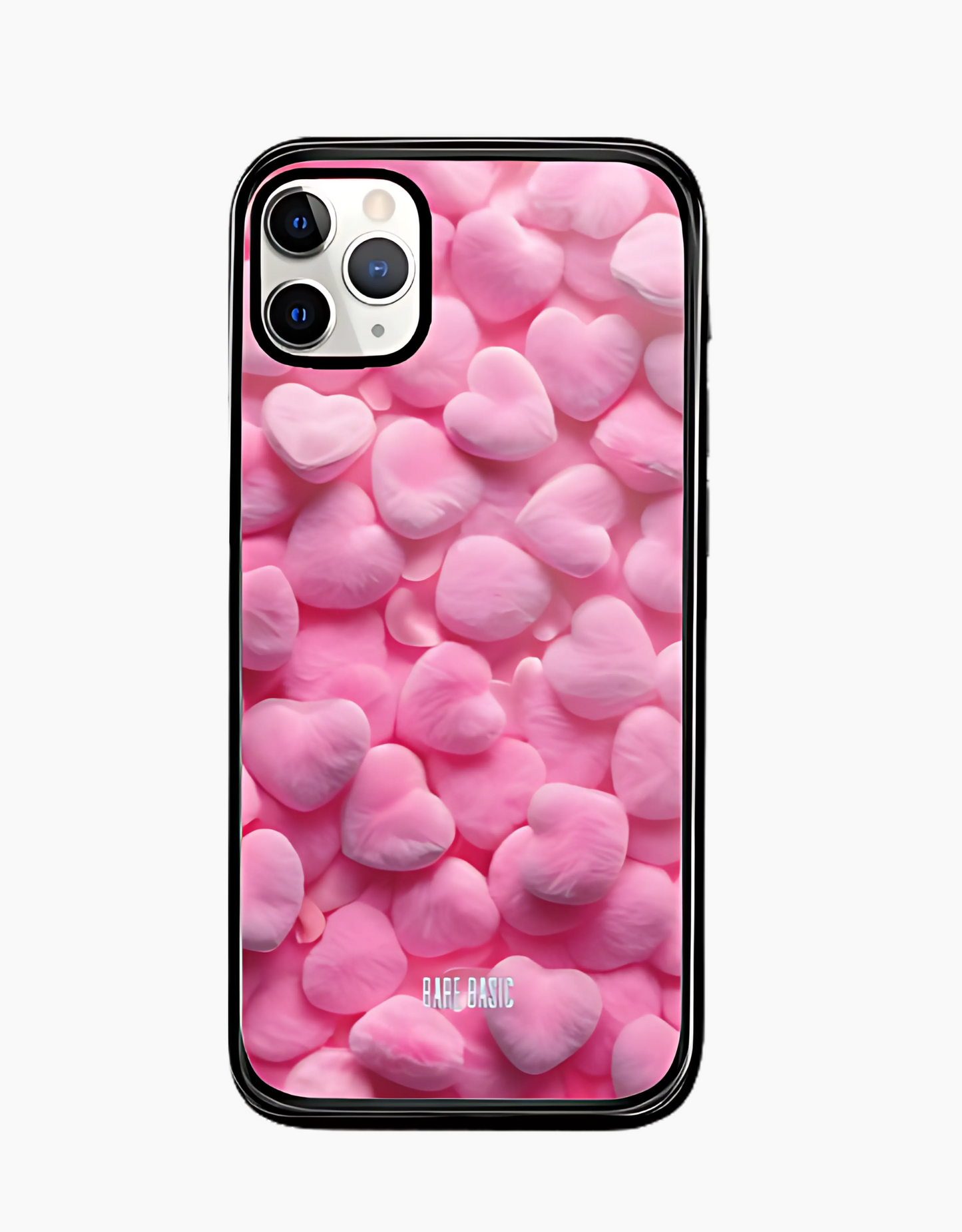 Pink Furry Hearts IPhone Glass Case