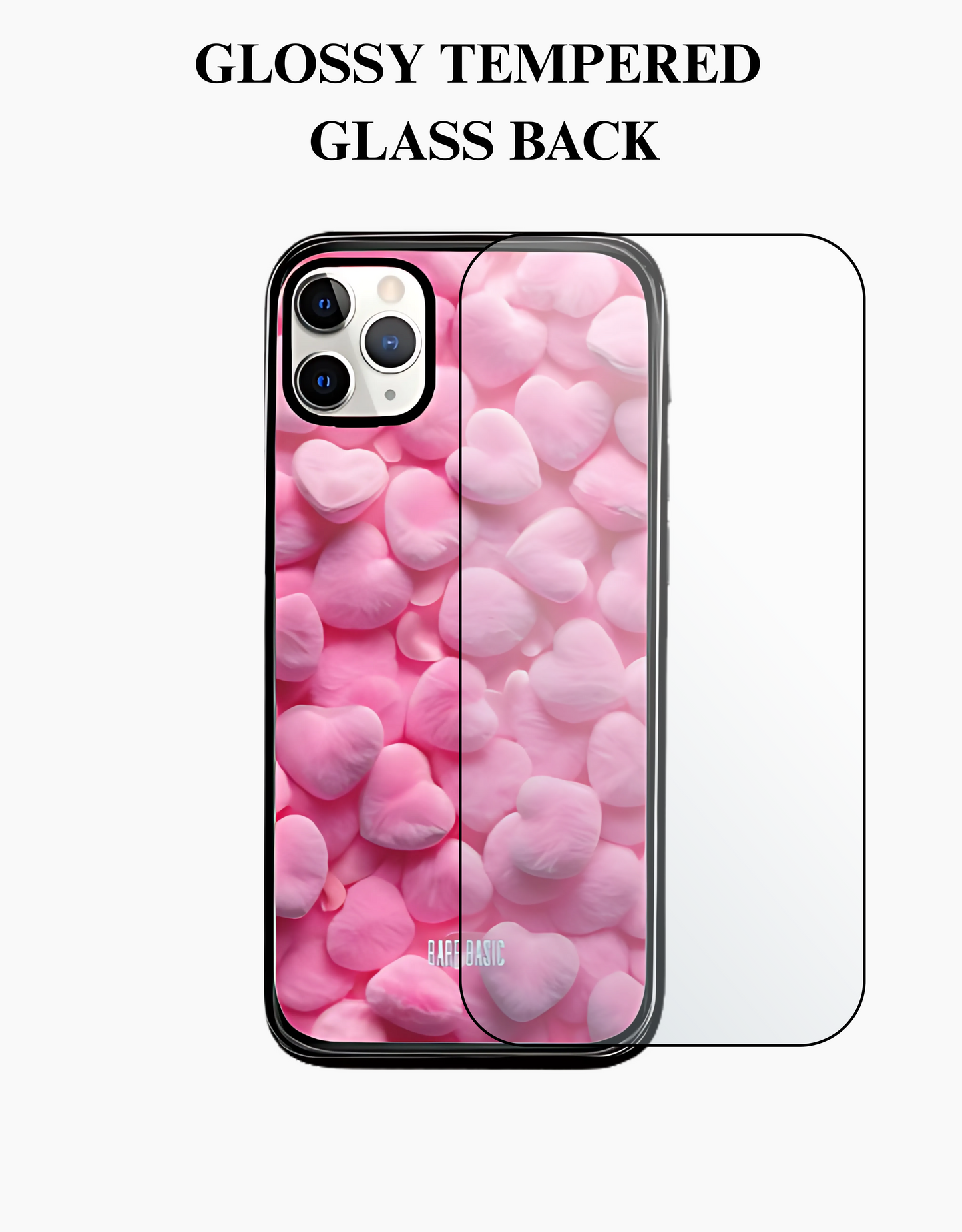 Pink Furry Hearts IPhone Glass Case
