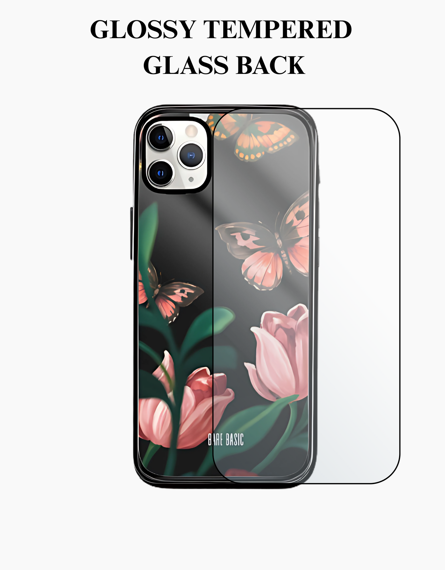 Midnight Bloom Butterfly IPhone Glass Case
