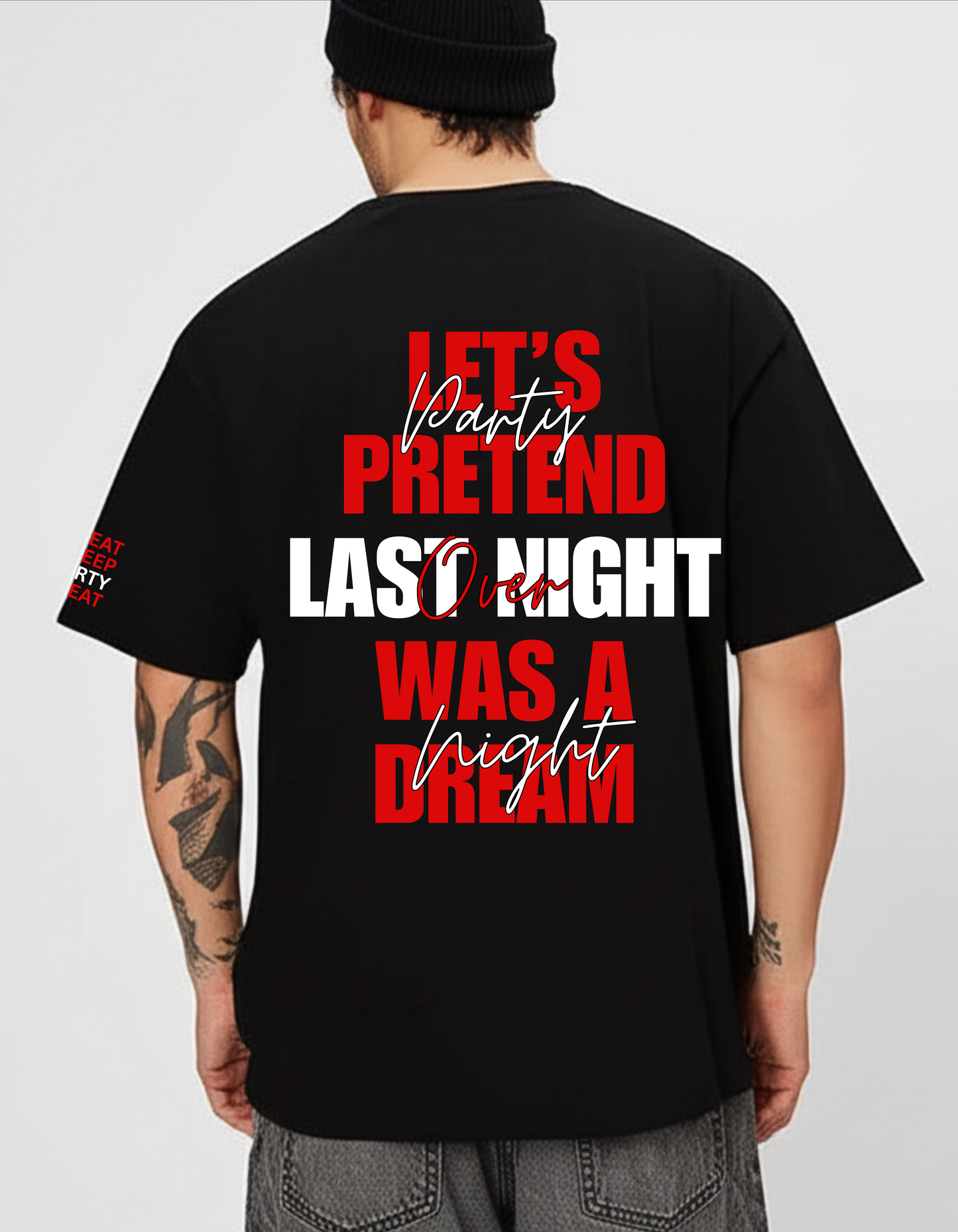 Party Over Night – Oversized Unisex Black T-Shirt