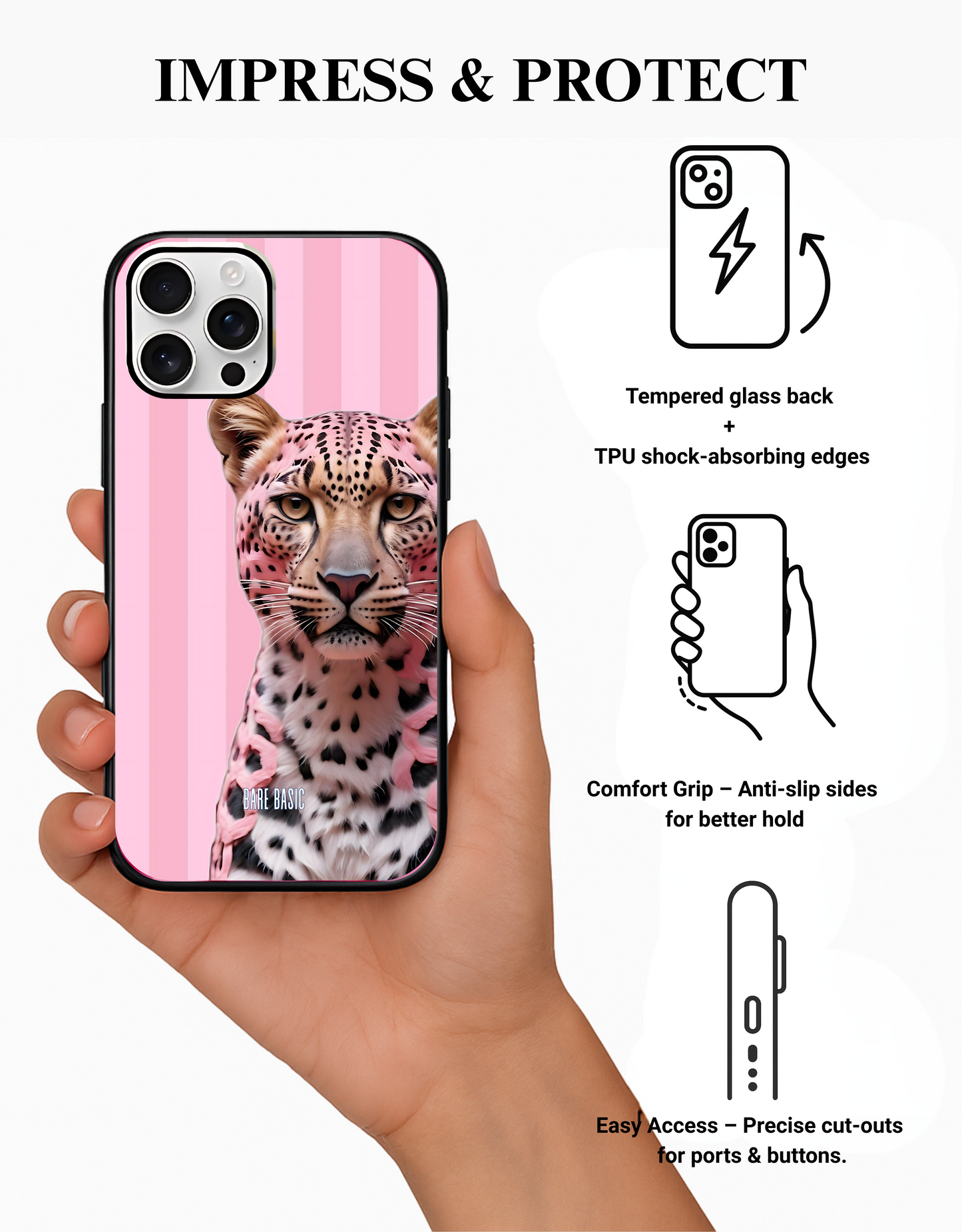 Pink Panther Leopard IPhone Glass Case