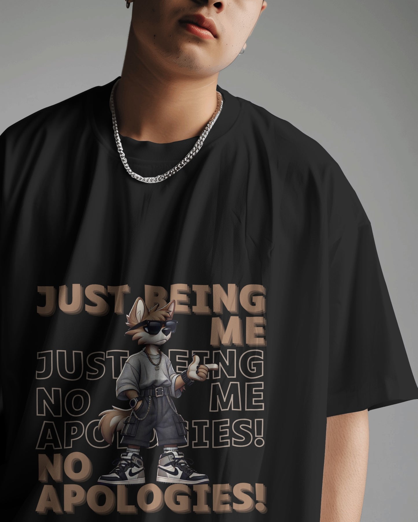 "Oversized Fit 'Just Being Me' Graphic T-Shirt"