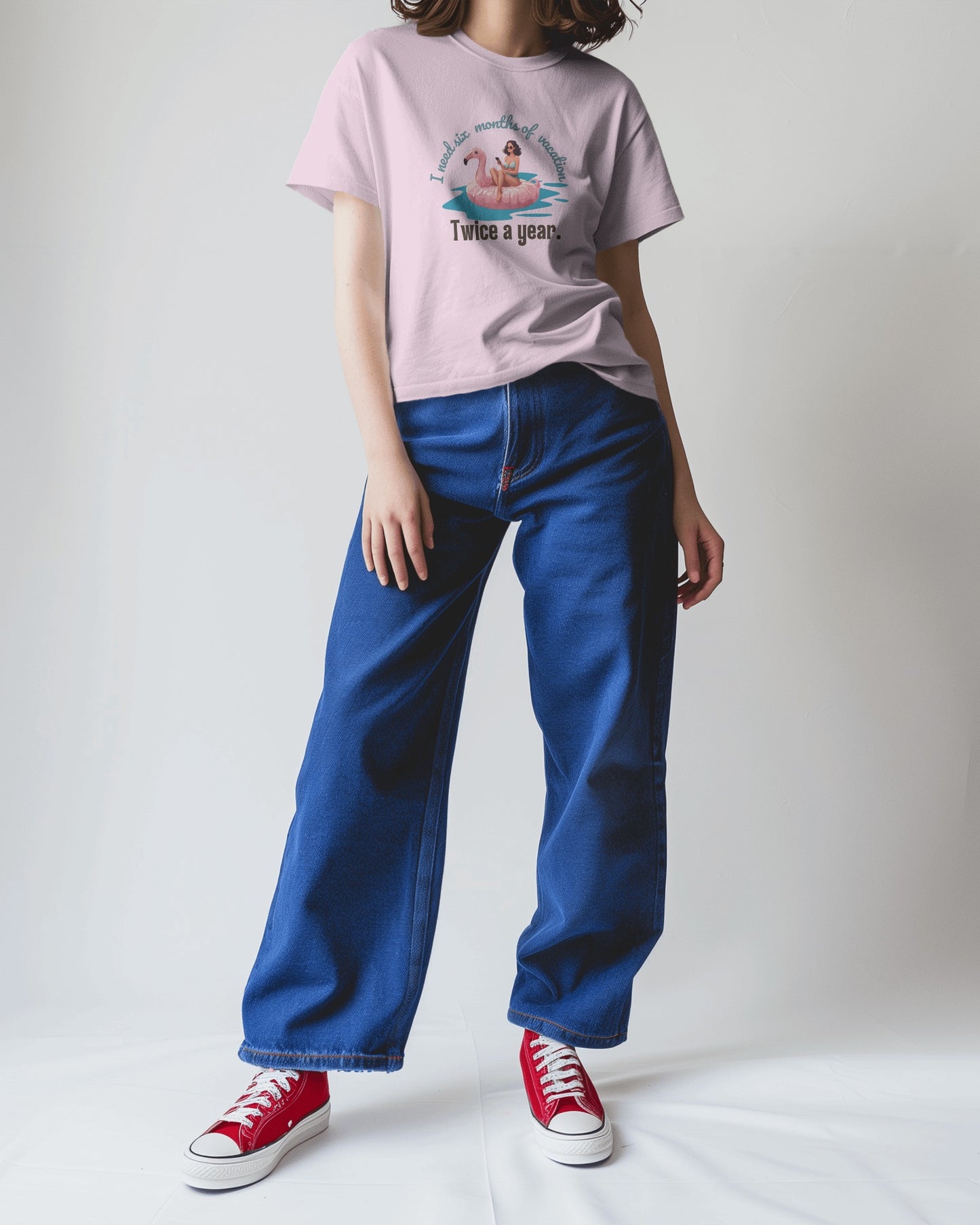 "I Need Six Months of Vacation Baby Pink T-shirt"