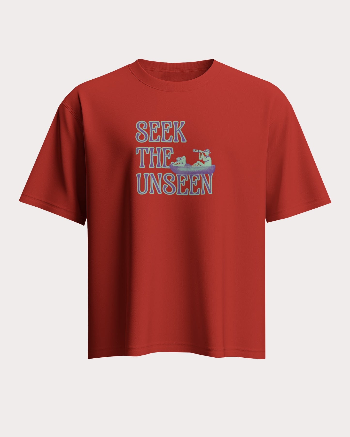 "Casual Fit 'Seek the Unseen' Graphic Red T-Shirt"