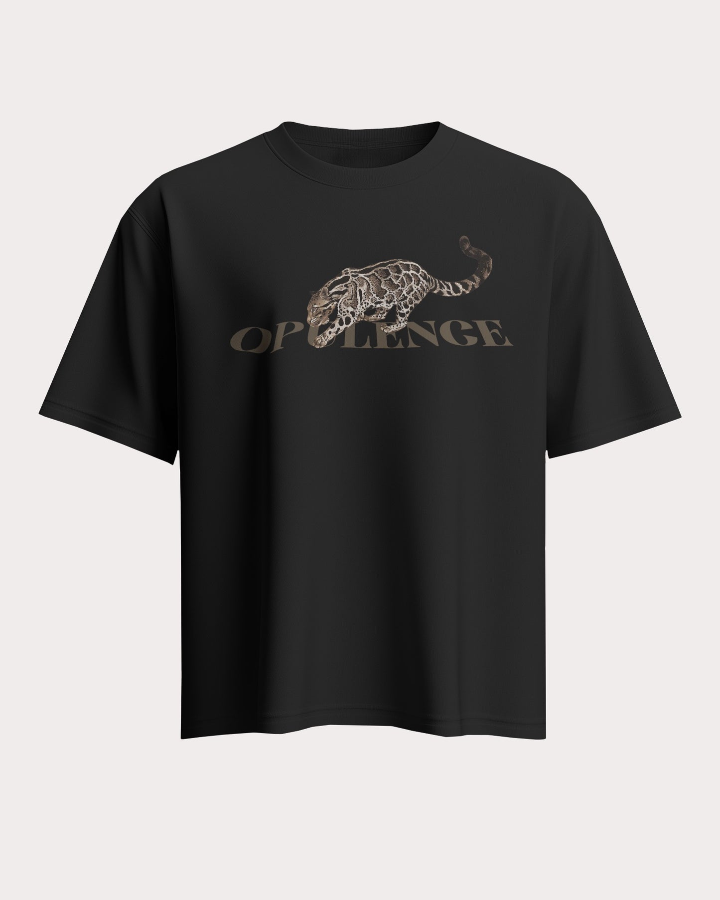 "Oversized Fit 'Opulence' Leopard Graphic Black T-Shirt"