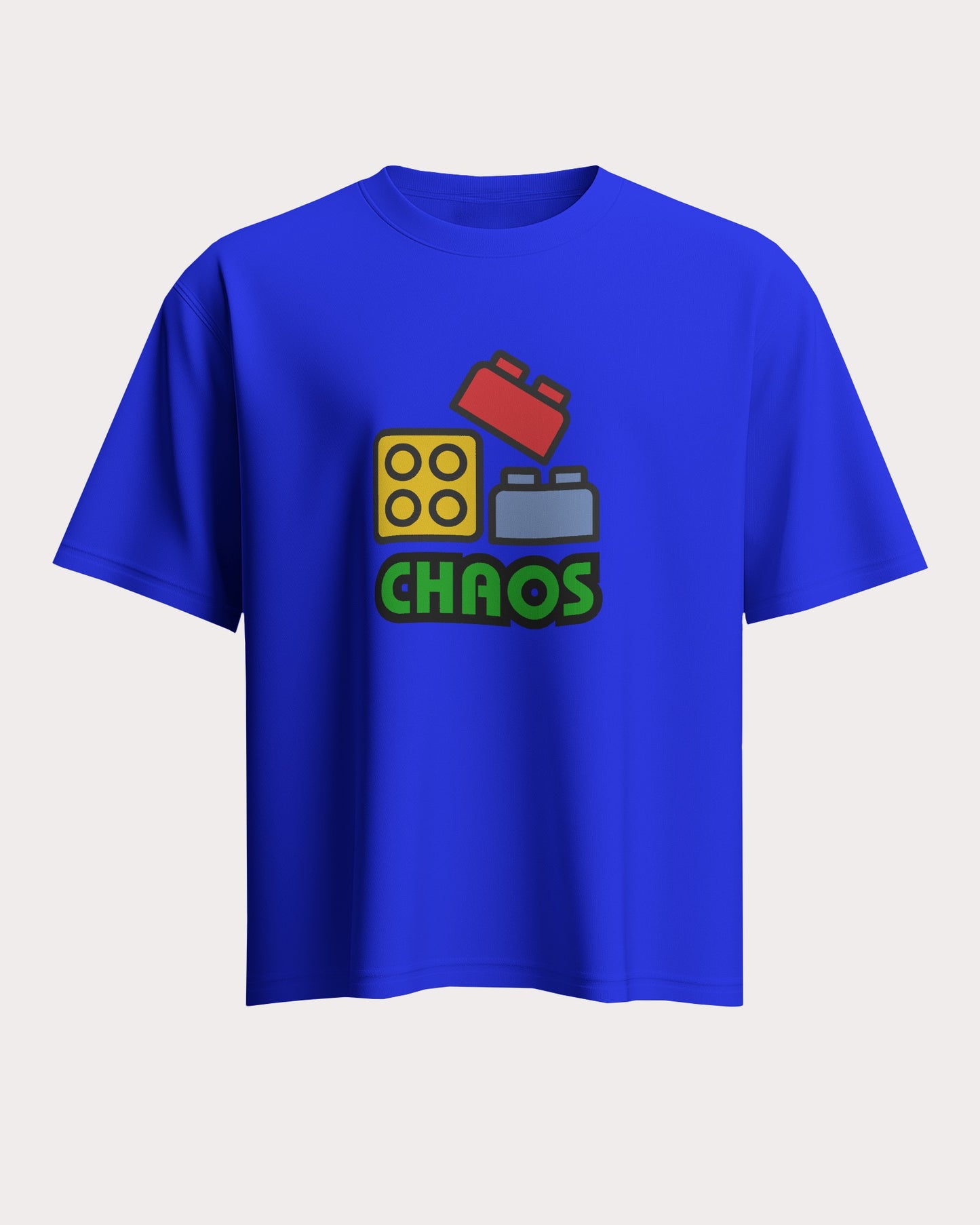 "Loose Fit 'Chaos' Graphic Blue T-Shirt"