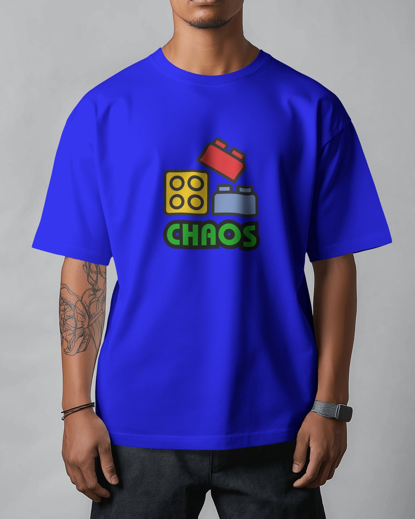 "Loose Fit 'Chaos' Graphic Blue T-Shirt"