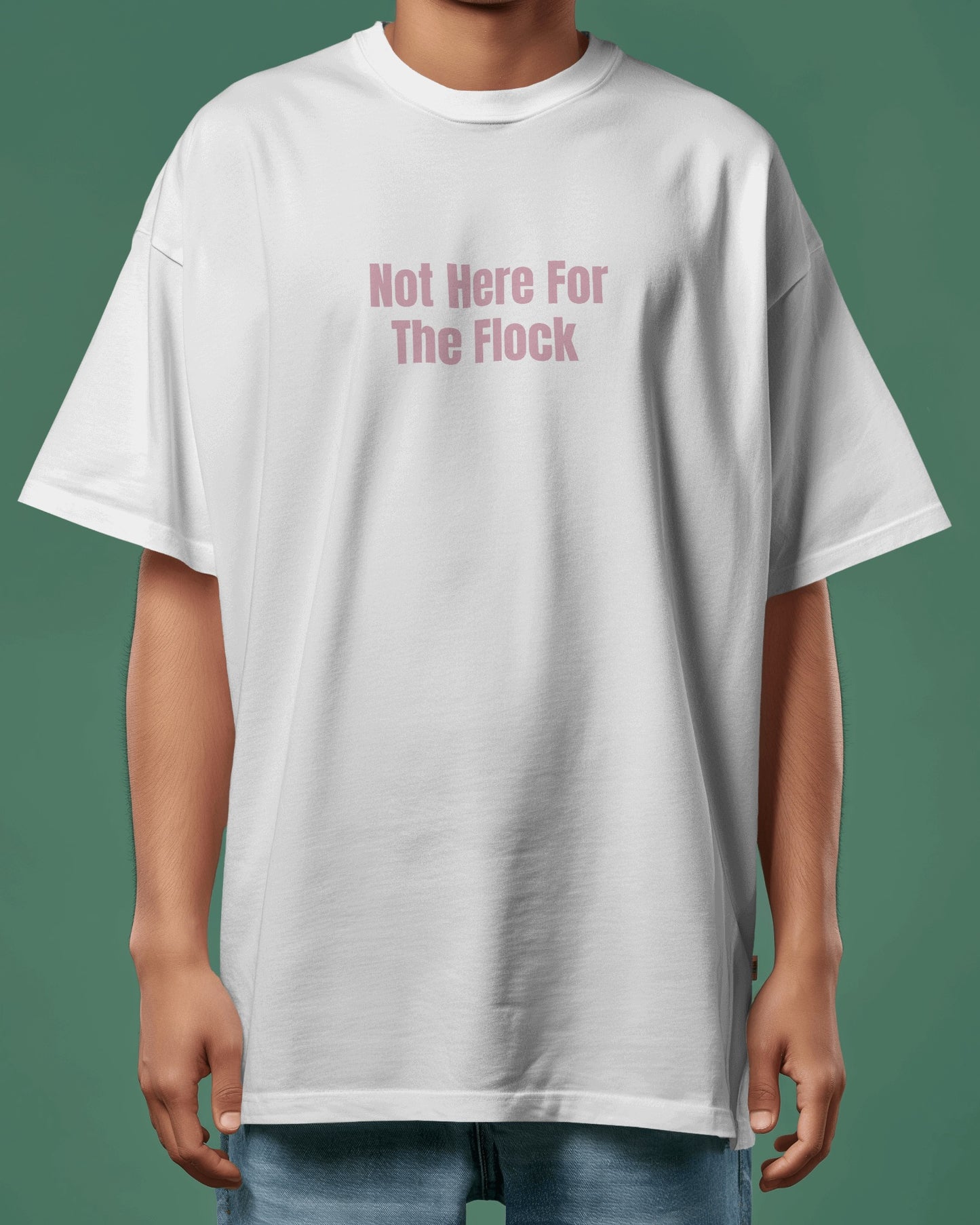 "Casual Fit 'Not Here For The Flock' Bird Graphic White T-Shirt"