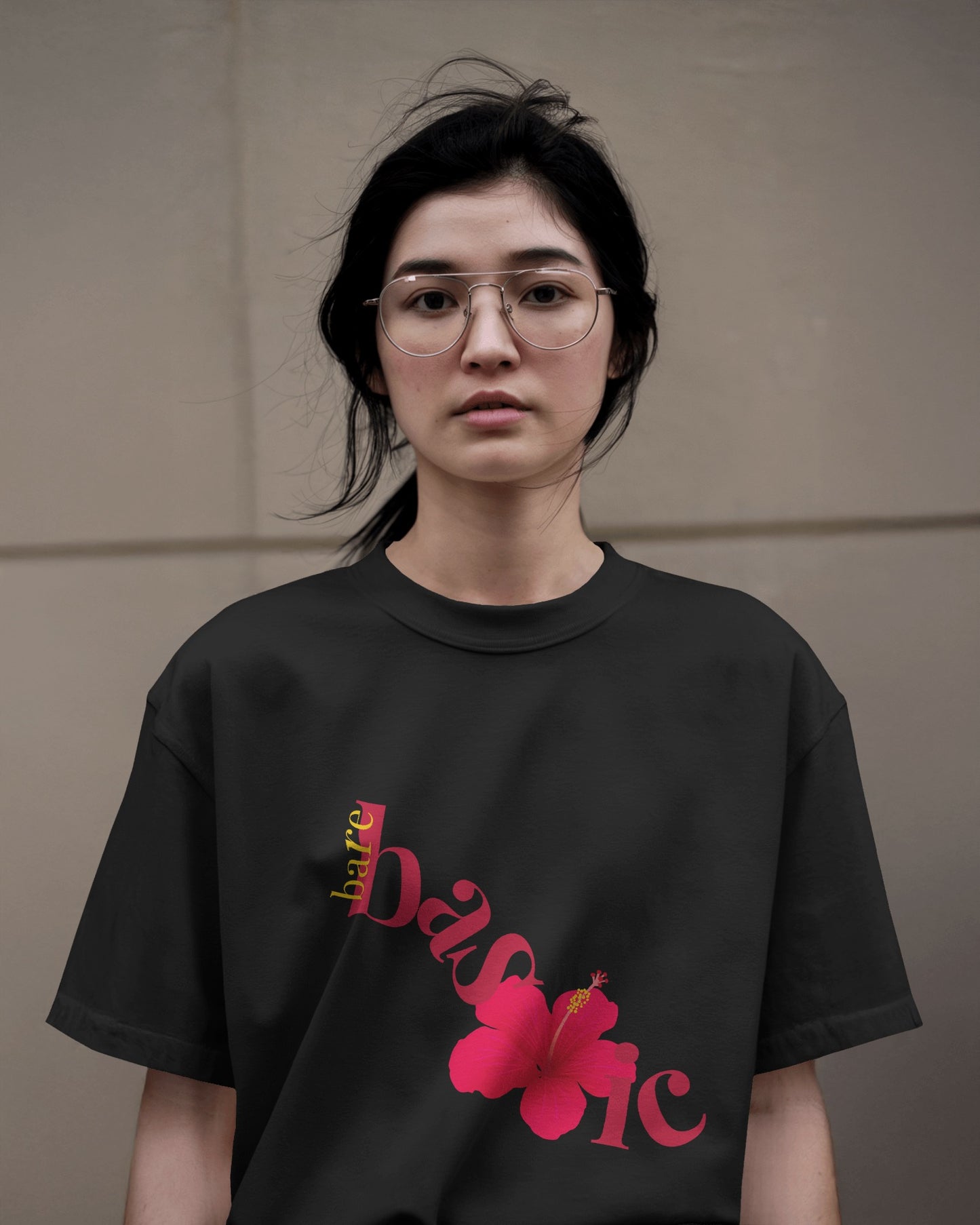 "Bare Basic Hibiscus T-shirt - Minimalist Tee"