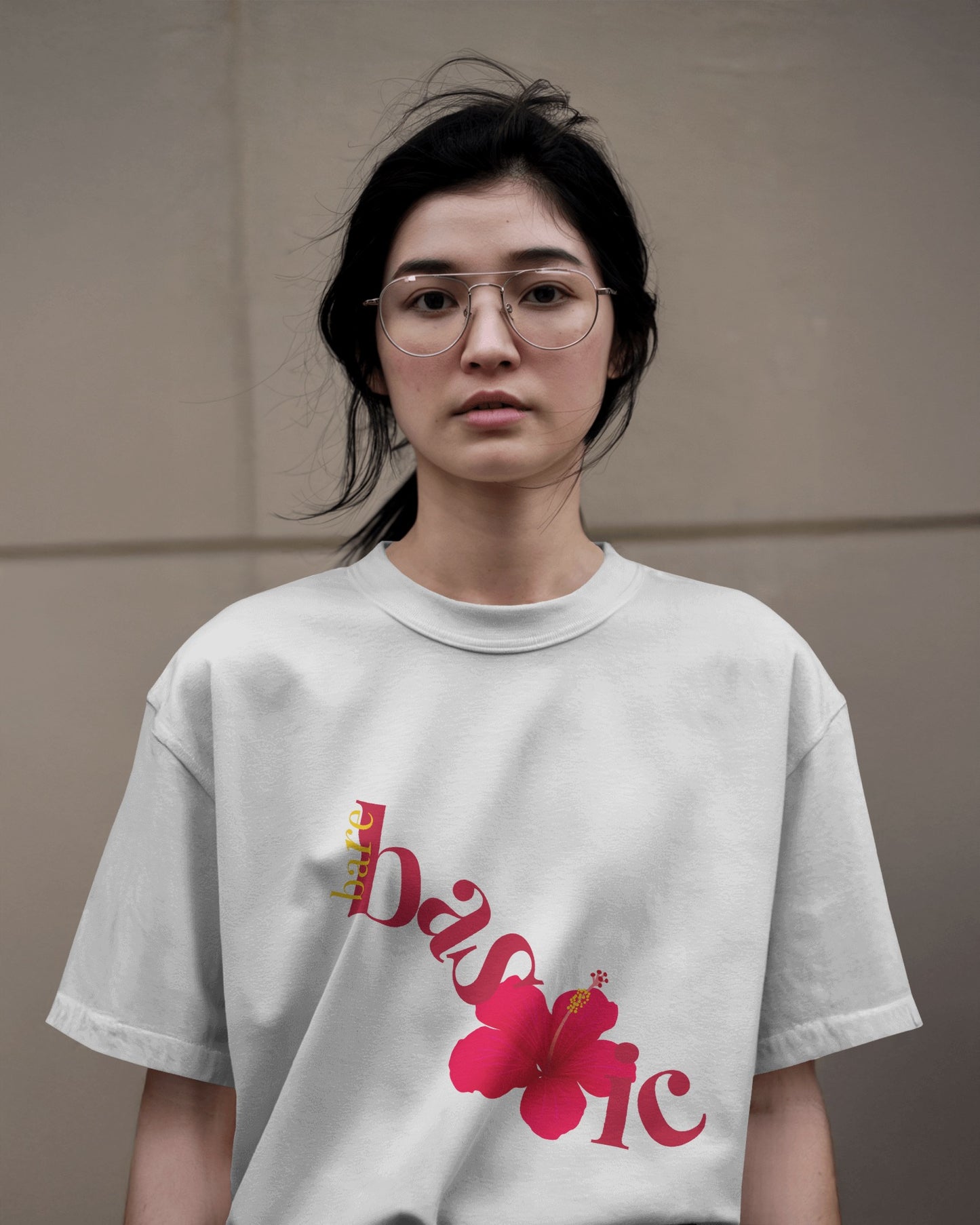 "Bare Basic Hibiscus T-shirt - Minimalist Tee"