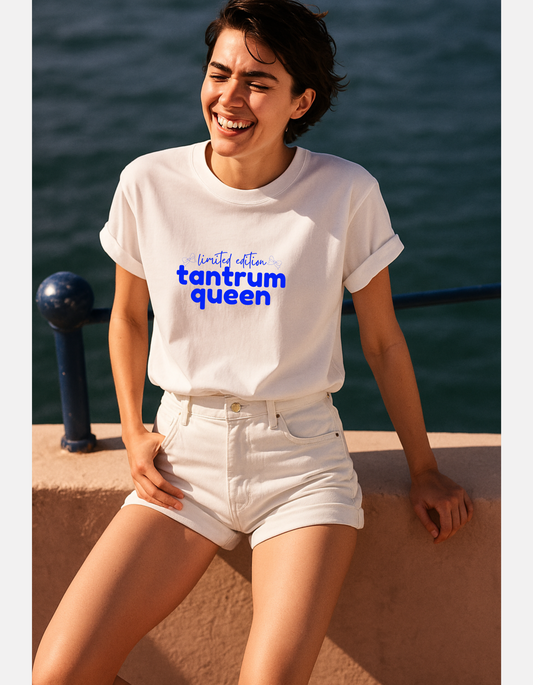 Tantrum Queen Graphic T-Shirt – White | Oversized Fit | 100% Cotton