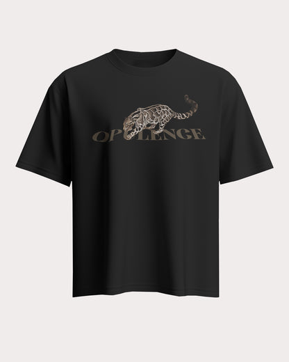 "Oversized Fit 'Opulence' Leopard Graphic Black T-Shirt"