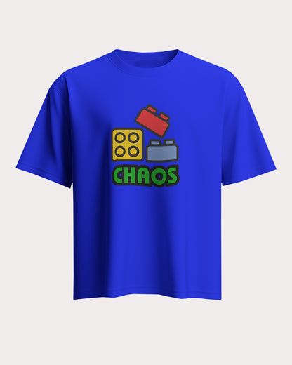 "Loose Fit 'Chaos' Graphic Blue T-Shirt"