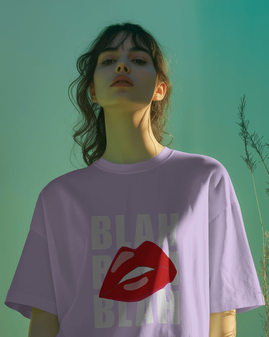 Sassy "Blah Blah Blah" Lips Lavender T-Shirt
