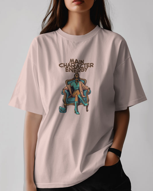 "Main Character Energy T-Shirt - Baby Pink Tee"