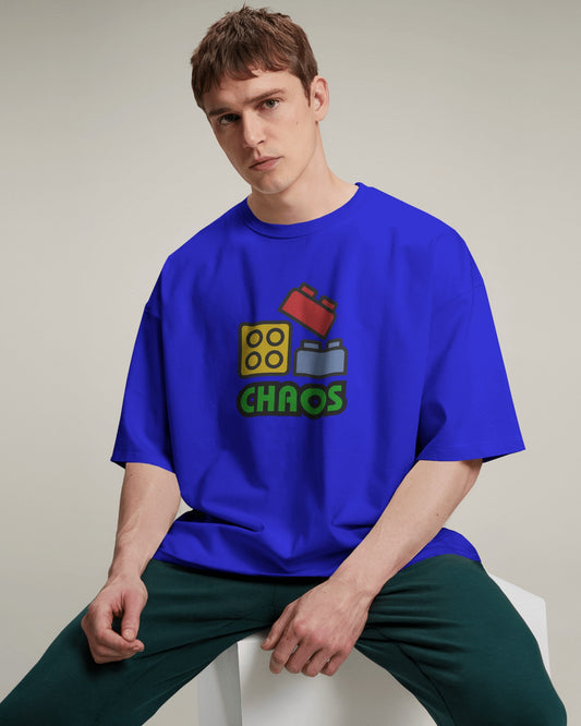 "Loose Fit 'Chaos' Graphic Blue T-Shirt"
