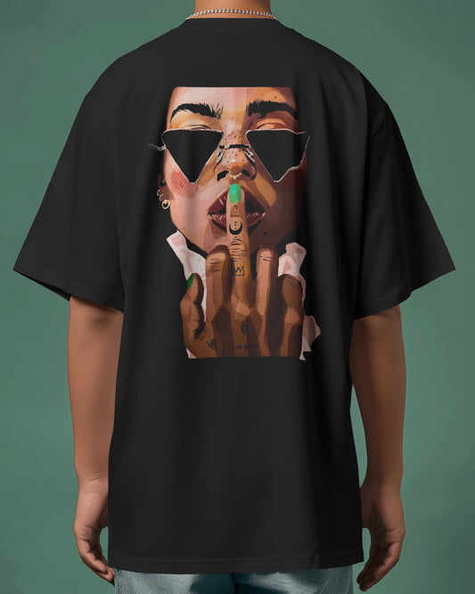 "Loose Fit 'Silent Flex' Graphic Black T-Shirt"