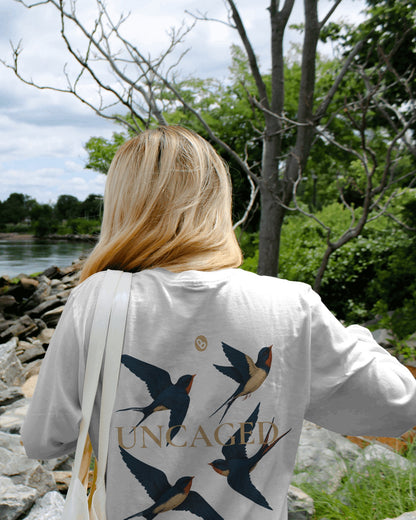 UNCAGED / FREE Dual Print Oversized T-Shirt – White