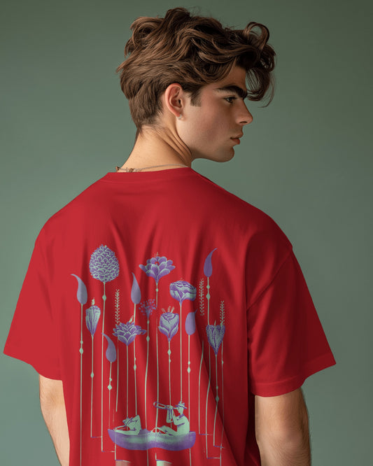 "Casual Fit 'Seek the Unseen' Graphic Red T-Shirt"